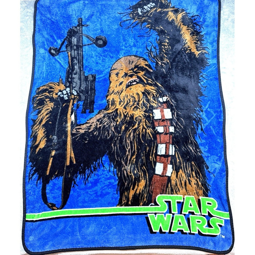 Star‎ Wars Chewbacca Fleece Throw Blanket Blue Lucasfilm Kids Character Bedding
